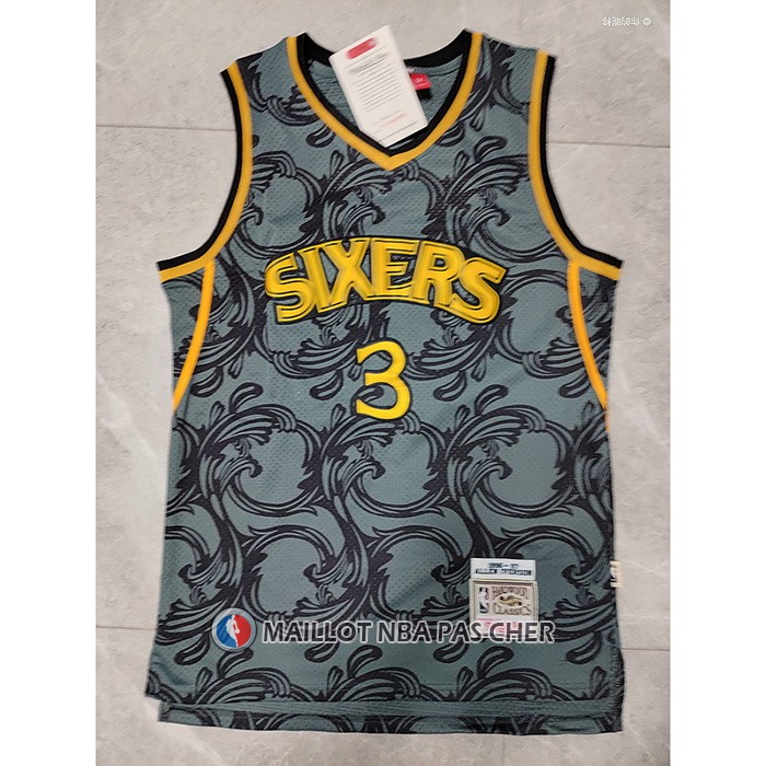 Maillot Philadelphia 76ers Allen Iverson NO 3 Mitchel & Ness 1996-97 Noir